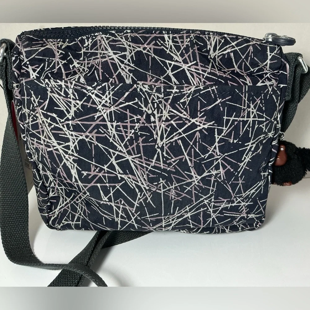 Kipling Men's Black and White Patterned Messenger Bag